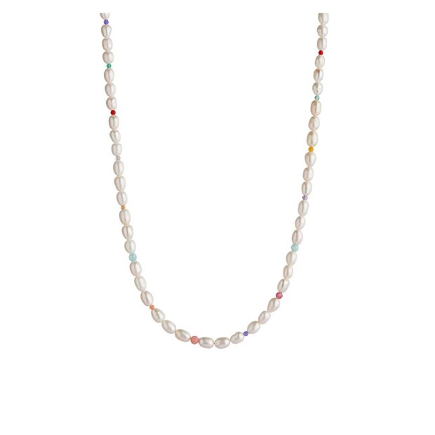 Billede af White Pearls And Candy Stones Halskæde | Forgyldt Fra Stine A