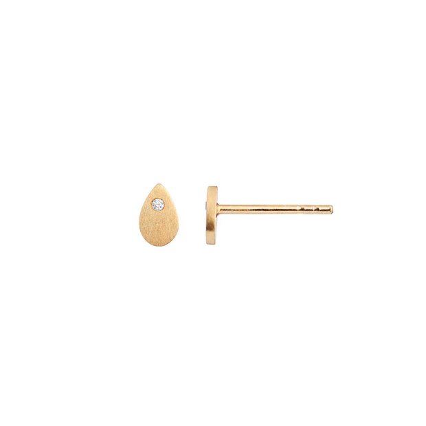 Billede af Petit Sparkling Teardrop W/zircon Earring 1pc | Forgyldt Fra Stine A