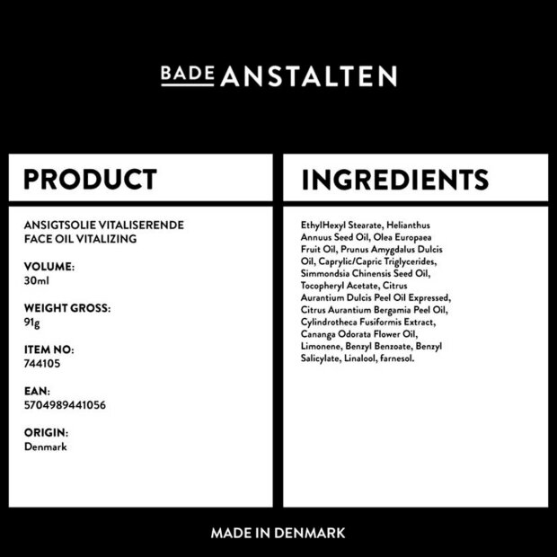 BADEANSTALTEN - ANSIGTSOLIE 30 ML | VITALISERENDE