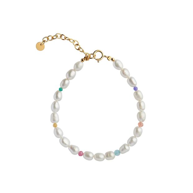 White Pearls And Candy Stones Bracelet | Forgyldt Fra Stine A