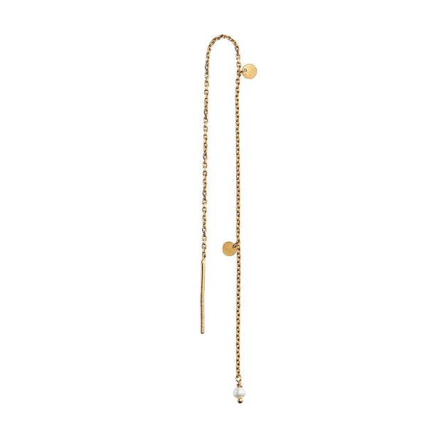 Billede af Dangling Petit Coin And Stone Earring Forgyldt 1pc | White Pearl Fra Stine A