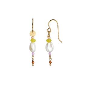STINE A - PETIT BAROQUE PEARL EARRING WITH CANDY STONES FORGYLDT 1PC | SOFT LIME