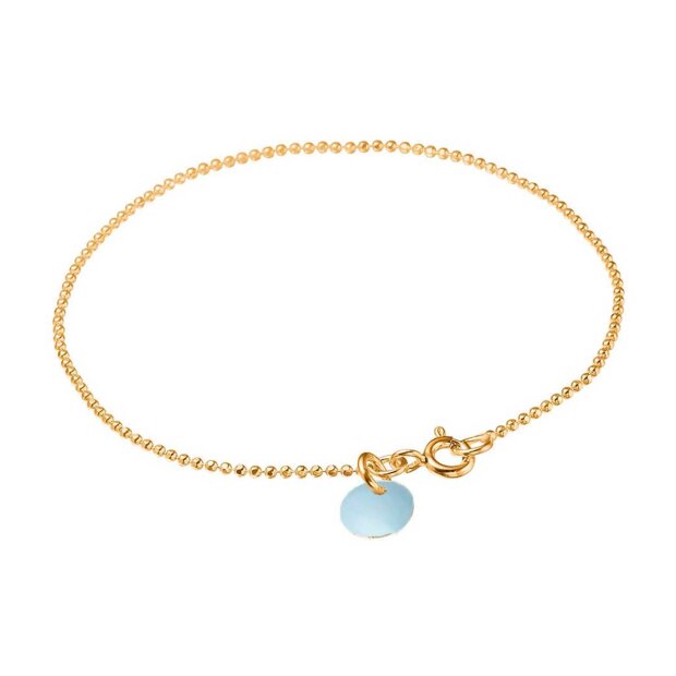 Bracelet Ball Chain, Forgyldt M/icy Blue Fra Enamel Copenhagen