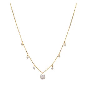 MAANESTEN - KESHI HALSKÆDE | FORGYLDT