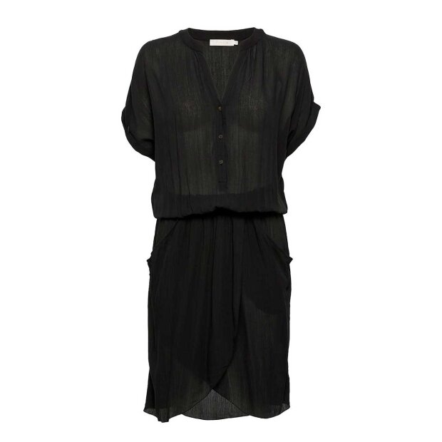 RABENS SALONER - KIARA CRINKLE SHORT DRESS | FADED BLACK