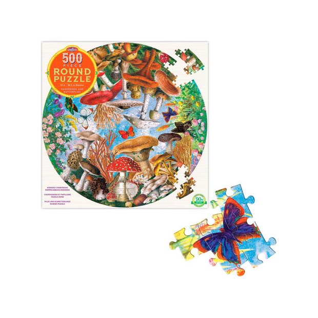 EEBOO - SOMMERFUGLE & SVAMPE RUNDT PUSLESPIL - 500 BRIKKER