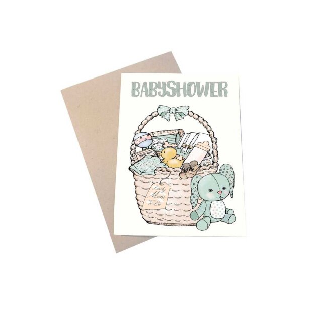 A6 Kort 11,5x16 Cm | Baby Shower Fra Mouse & Pen