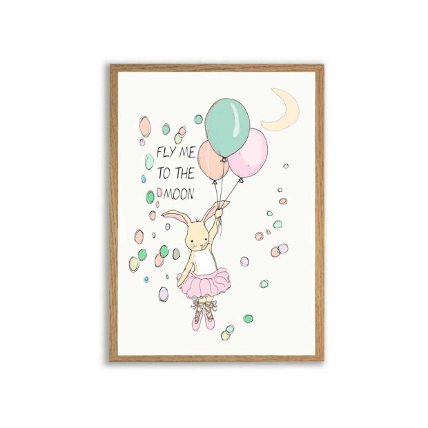 A3 Plakat 29x42 Cm | Fly Me To The Moon Girl Fra Mouse & Pen