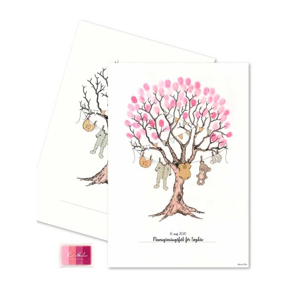 Fingerprint Plakat 30x42 Cm | Barnedåb/pink Fra Mouse & Pen