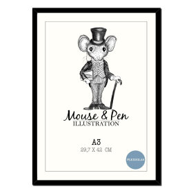 MOUSE & PEN - A3 RAMME M/GLAS | SORT