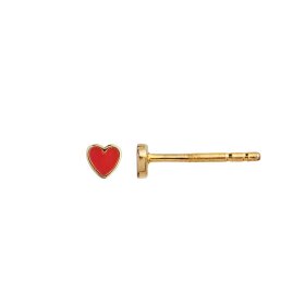 STINE A - PETIT LOVE HEART ØRERING | FG/RØD CORAL ENAMEL