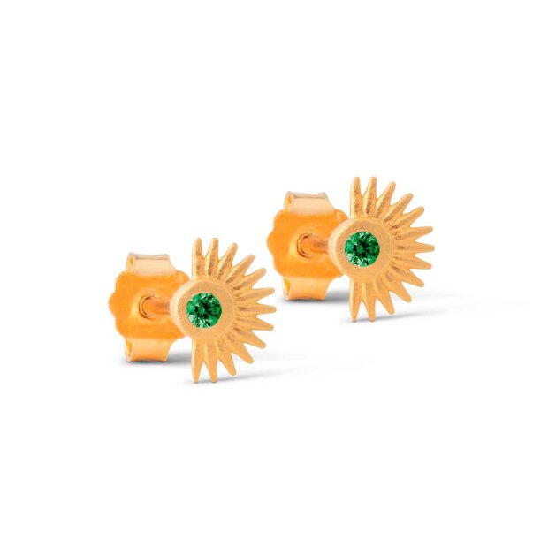Billede af Petite Soleil Stud | Forgyldt M/grøn Fra Enamel Copenhagen