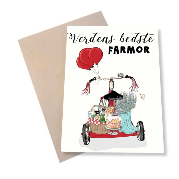 Billede af A6 Kort 11,5x16 Cm | Verdens Bedste Farmor Fra Mouse & Pen