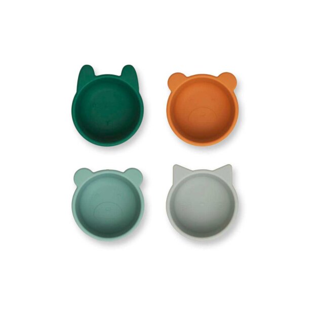 LIEWOOD - MALENE SILICONE SKÅL - 4 STK | GREEN MULTI MIX