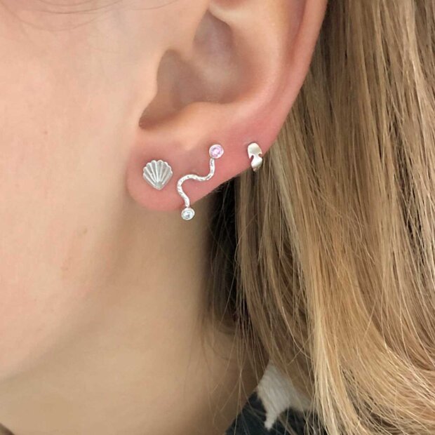 STINE A - BIG WAVE EARRING WITH PASTEL PINK & BLUE STONES | SØLV
