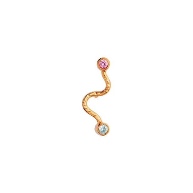 Billede af Big Wave Earring With Pastel Pink & Blue Stones | Forgyldt Fra Stine A