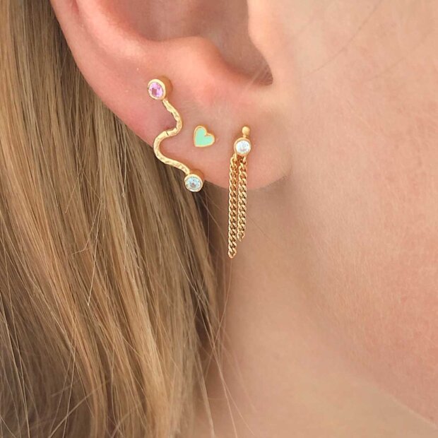 STINE A - BIG WAVE EARRING WITH PASTEL PINK & BLUE STONES | FORGYLDT