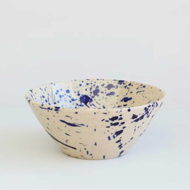 Billede af Small Bowl D14cm | Blue Splash Fra Bornholms Keramikfabrik