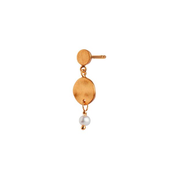 Billede af Petit Hammered Coin And Stone Earring Forgyldt | Pearl Fra Stine A