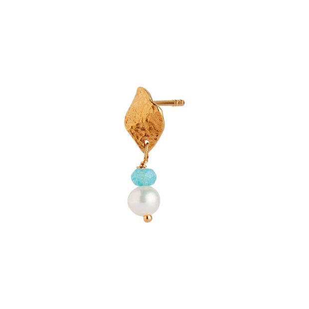 Billede af Ile De L'amour With Pearl And Light Blue Topaz Earring 1 Pc | Forgyldt Fra Stine A
