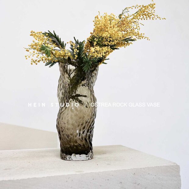 HEIN STUDIO - OSTREA ROCK GLASS VASE 30 CM | SMOKE