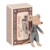 MAILEG - LITTLE BROTHER MOUSE IN MATCHBOX - 10 CM