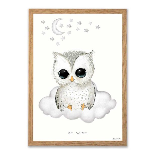 A3 Plakat 29x42 Cm | Baby Be Wise/ugle Fra Mouse & Pen