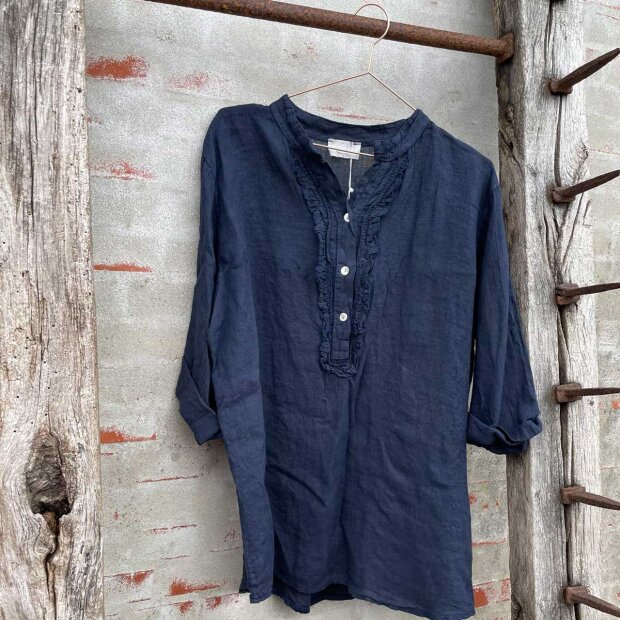 CABANA LIVING - SKJORTE MED FLÆSER | JEANS BLUE