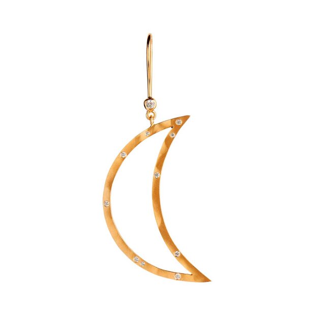 Billede af Big Bella Moon With Stones Earring | Forgyldt Fra Stine A