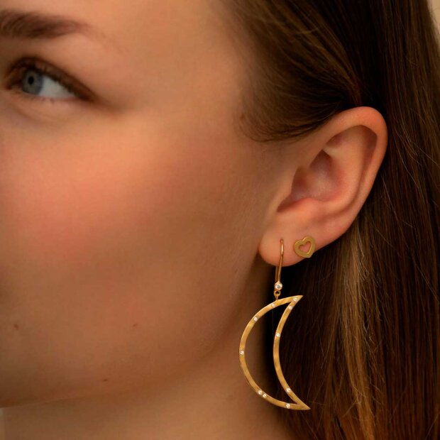 STINE A - BIG BELLA MOON WITH STONES EARRING | FORGYLDT