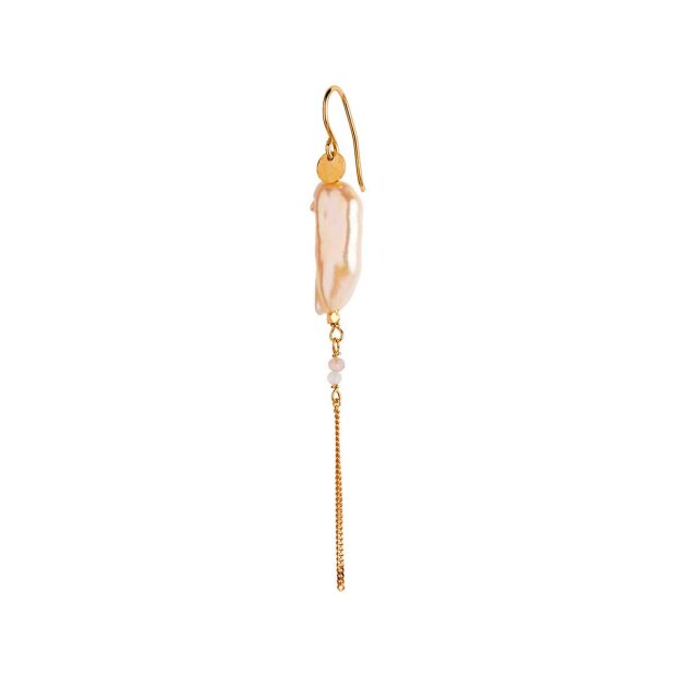 5: Long Baroque Pearl With Chain Earring Peach Sorbet | Forgyldt Fra Stine A