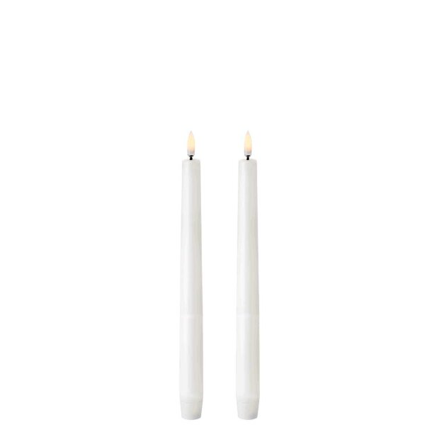 UYUNI - LED TAPER CANDLE TWIN PACK 2,3X25 CM | HVID