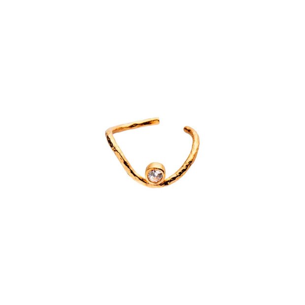 Billede af Wavy Ear Cuff With Stone 1pc | Forgyldt Fra Stine A