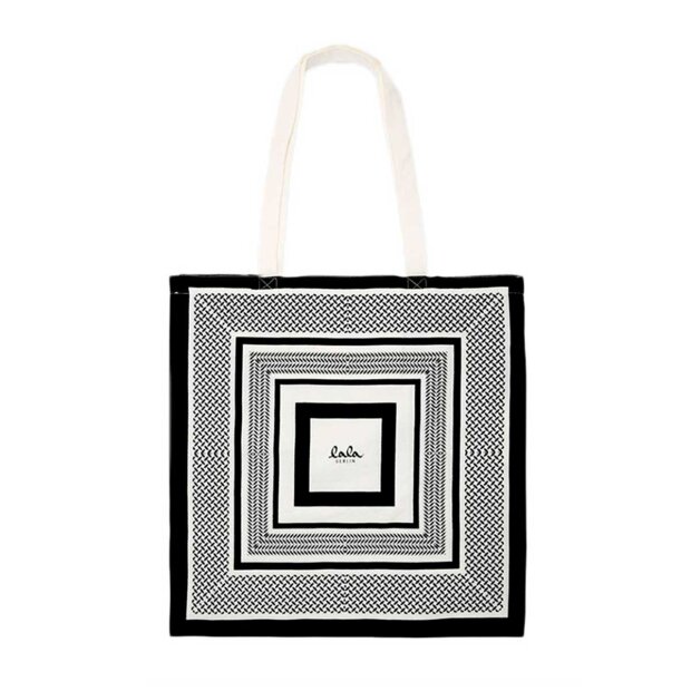 LALA BERLIN - CARMEN COTTON BAG KUFIYA | BLACK/WHITE