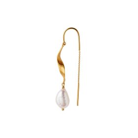 STINE A - LONG TWISTED EARRING WITH BAROQUE PEARL 1 PC | FORGYLDT