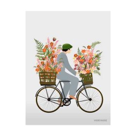 VISSEVASSE - MINI ANLEDNINGSKORT A7 | BICYCLE WITH FLOWERS