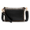 DEPECHE - LÆDER CLUTCH DEKORERET MED GULDFARVEDE NITTER | SORT