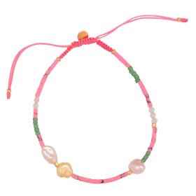 STINE A - DEEP SEA BRACELET WITH FRESH PINK & DUSTY GREEN STONES AND PINK RIBBON