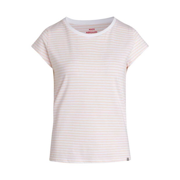 MADS NØRGAARD - ORGANIC JERSEY STRIPE TEASY T-SHIRT FAVORITE | HVID/GOSSAMER PINK