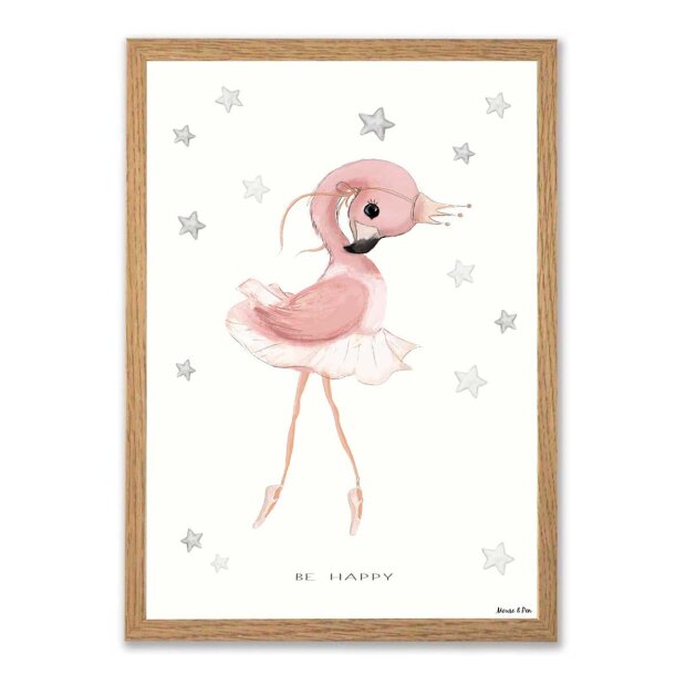 A4 Plakat | Baby Be Happy Flamingo Fra Mouse & Pen