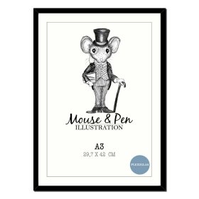 MOUSE & PEN - A3 RAMME M/PLEXIGLAS | SORT