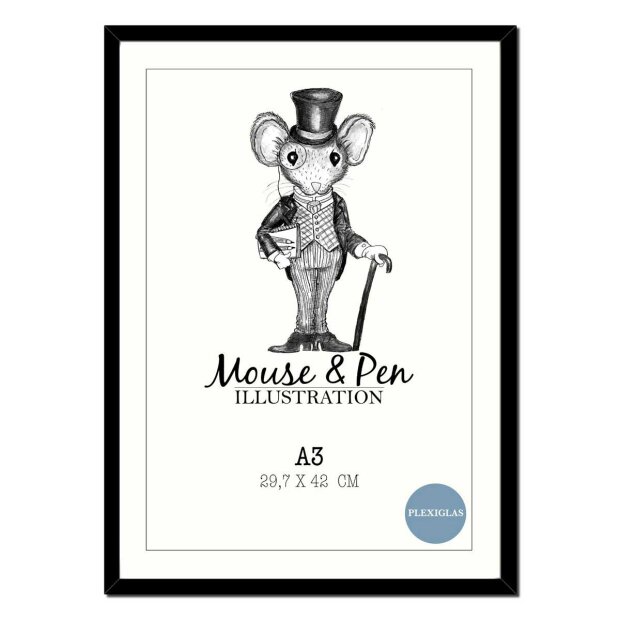 A3 Ramme M/plexiglas | Sort Fra Mouse & Pen