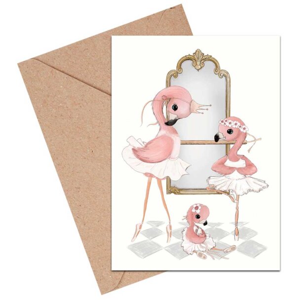 Billede af A6 Kort 11,5x16 Cm | Flamingo Balletskole Fra Mouse & Pen