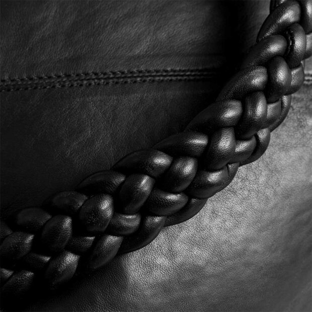 DEPECHE - LÆDER SHOPPER TASKE I BLØD KVALITET | SORT