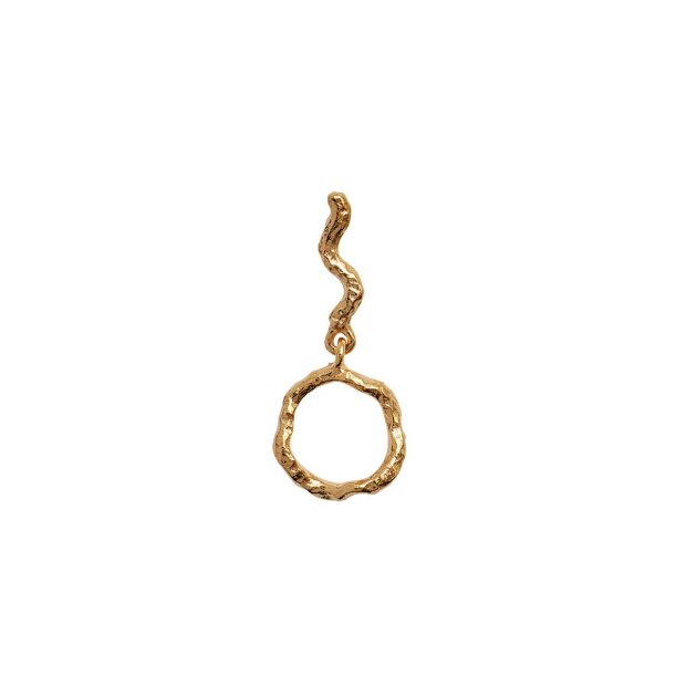 Billede af Petit Wavy Dangling Circle Ørering - 1 Stk. | Forgyldt Fra Stine A