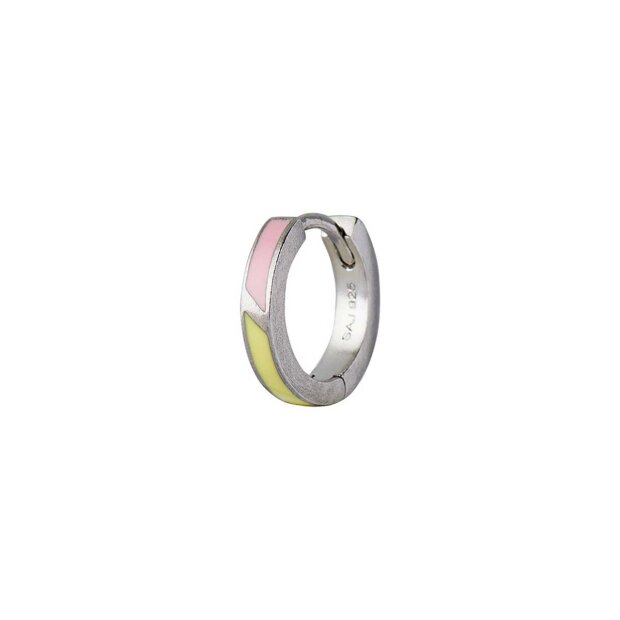 Billede af Petit Circus Huggie Ørering - Yellow & Pink Enamel Silver - 1 Stk. | Sølv Fra Stine A