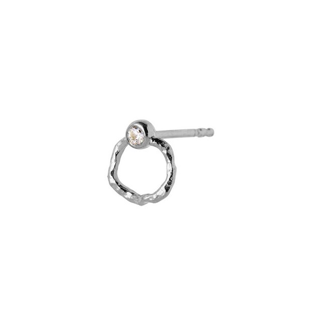 Billede af Petit Wavy Circle Ørering M/sten 1 Stk. | Sølv Fra Stine A