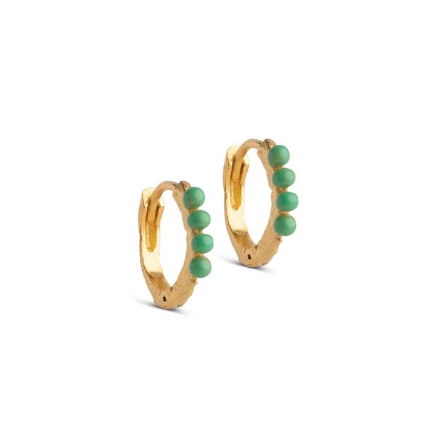 Billede af Paula Hoops 10 Mm Forgyldt | Grass Green Fra Enamel Copenhagen