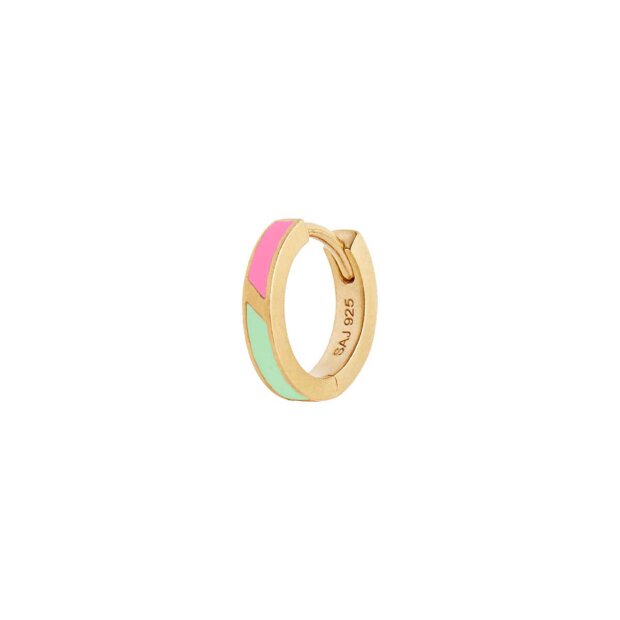 Billede af Petit Circus Huggie Fresh Pink & Mint Green Enamel Ørering 1 Stk. | Forgyldt Fra Stine A