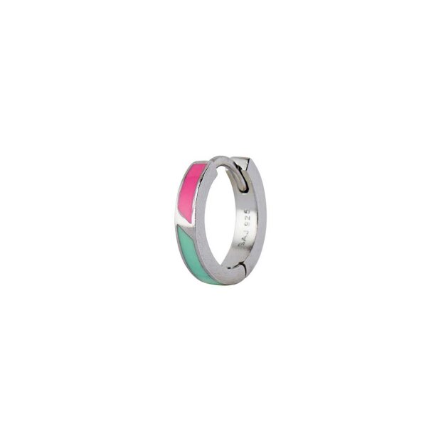 Billede af Petit Circus Huggie Fresh Pink & Mint Green Enamel Ørering 1 Stk. | Sølv Fra Stine A